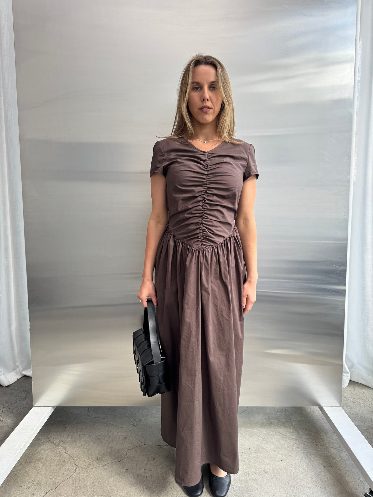 Hannah Gathered Dress - Cacao