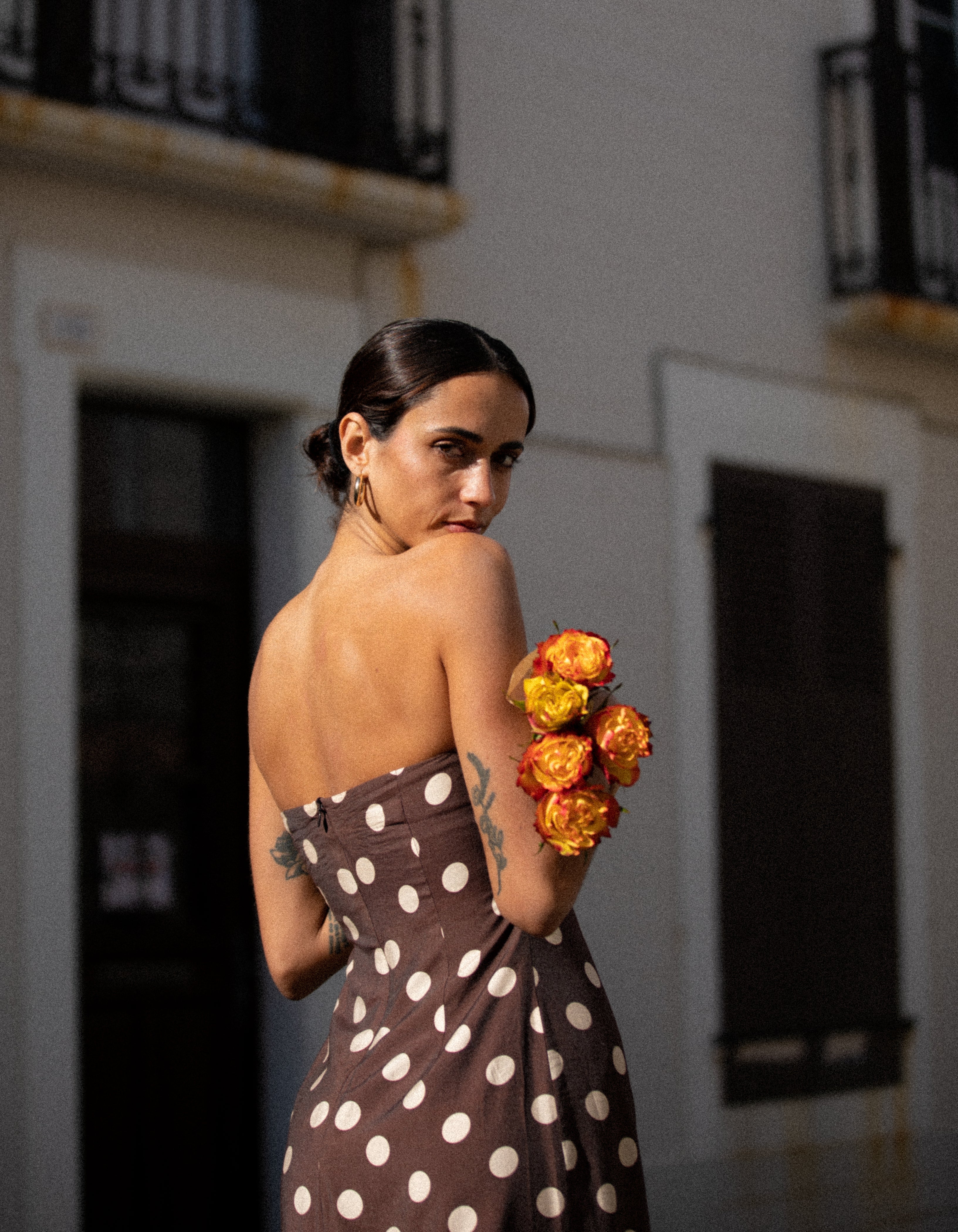 End of season sale - Sophia Strapless Polka Dot Dress