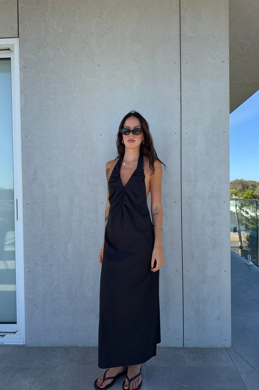 Lucy Black Halter Dress