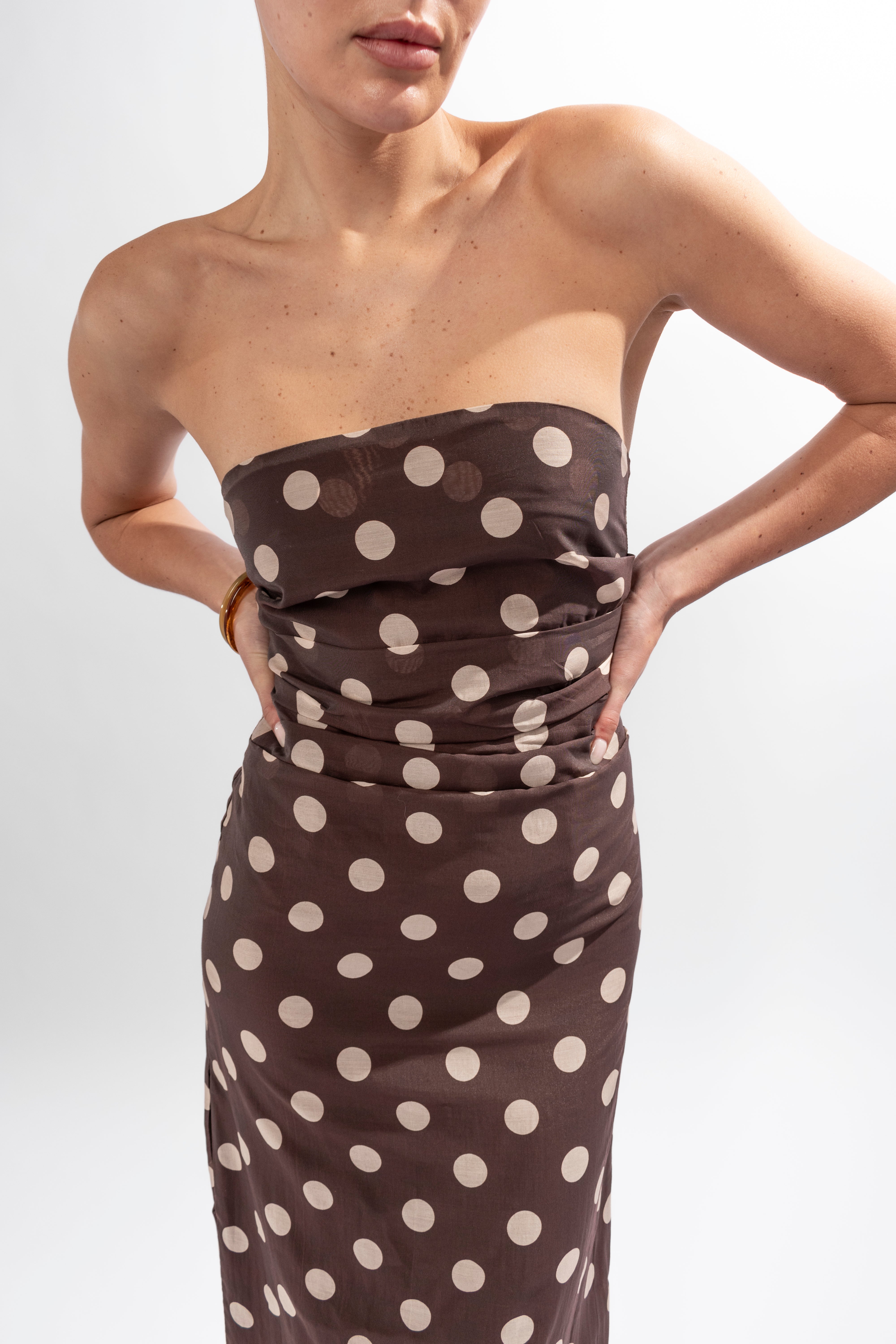 Sophia Strapless Polka Dot Dress